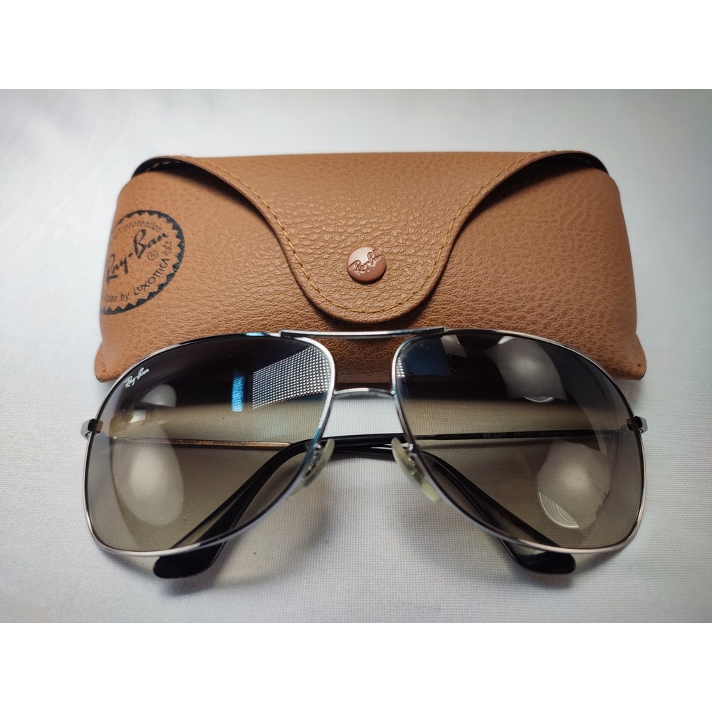 Ray-Ban RB3267 004/13 Silver Aviator Sunglasses Brown Gradient 64mm